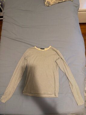 Brandy Melville Cream Tee with Black Stripes
